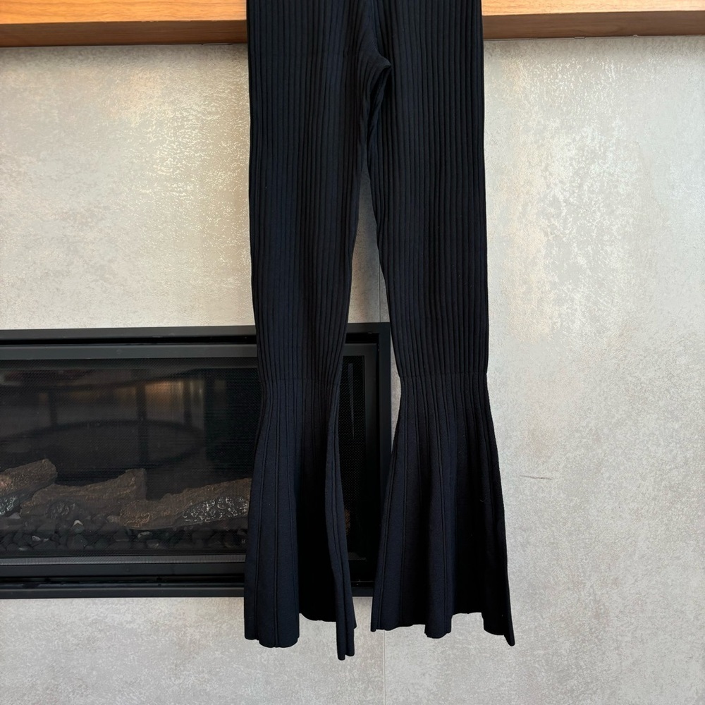 NWOT Sandro Noe Flare Rib-knit Flare Pants In Black, Size 36/ US 4 - Picture 14 of 14